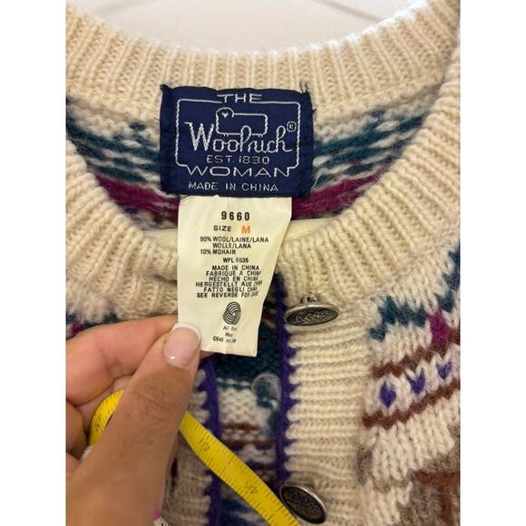 Vintage 90s Woolrich Chunky Wool Mohair Vintage Cardigan Medium - Picture 5 of 6